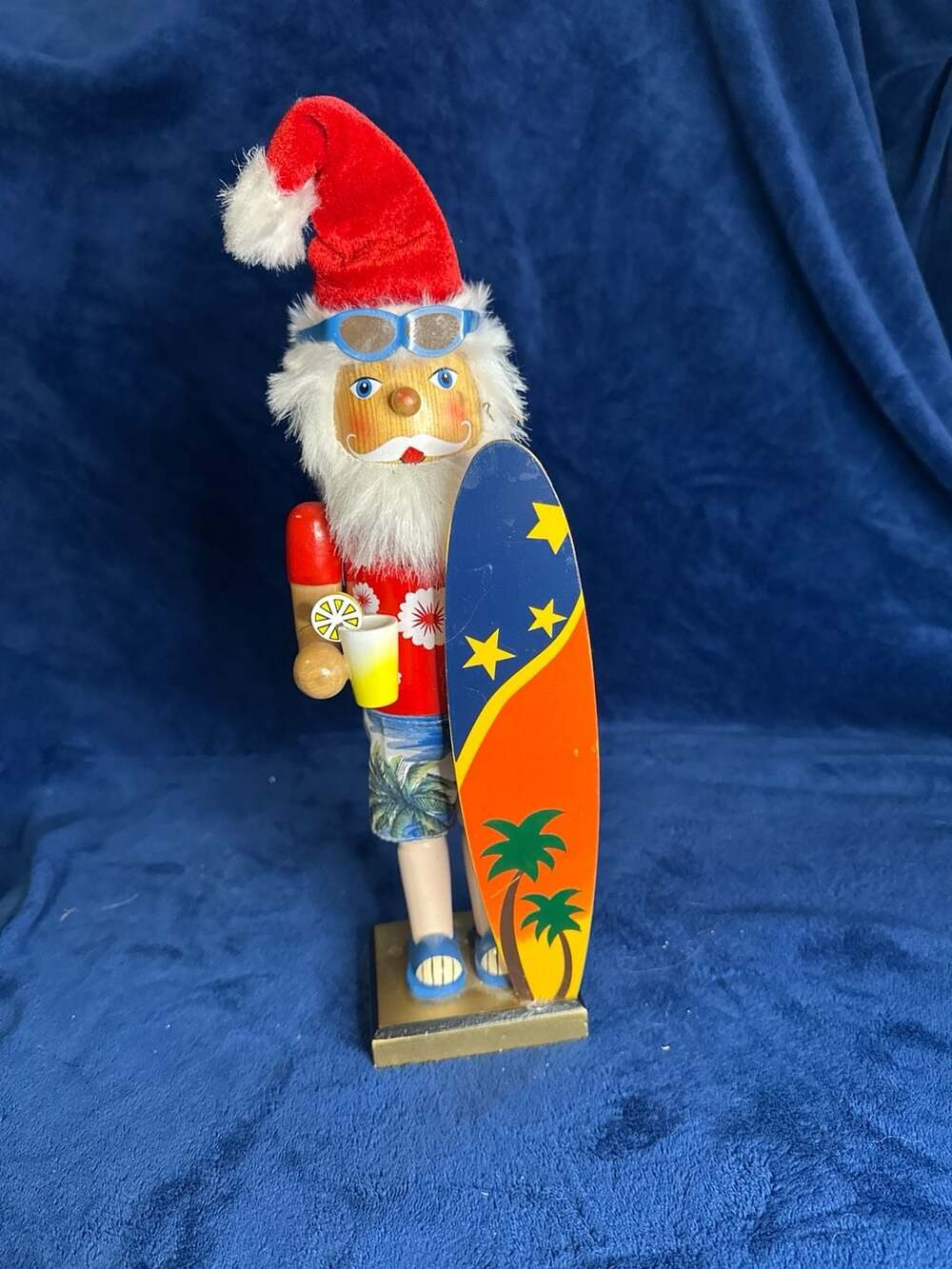 December Home 14" Surf Santa Wooden Nutcracker
